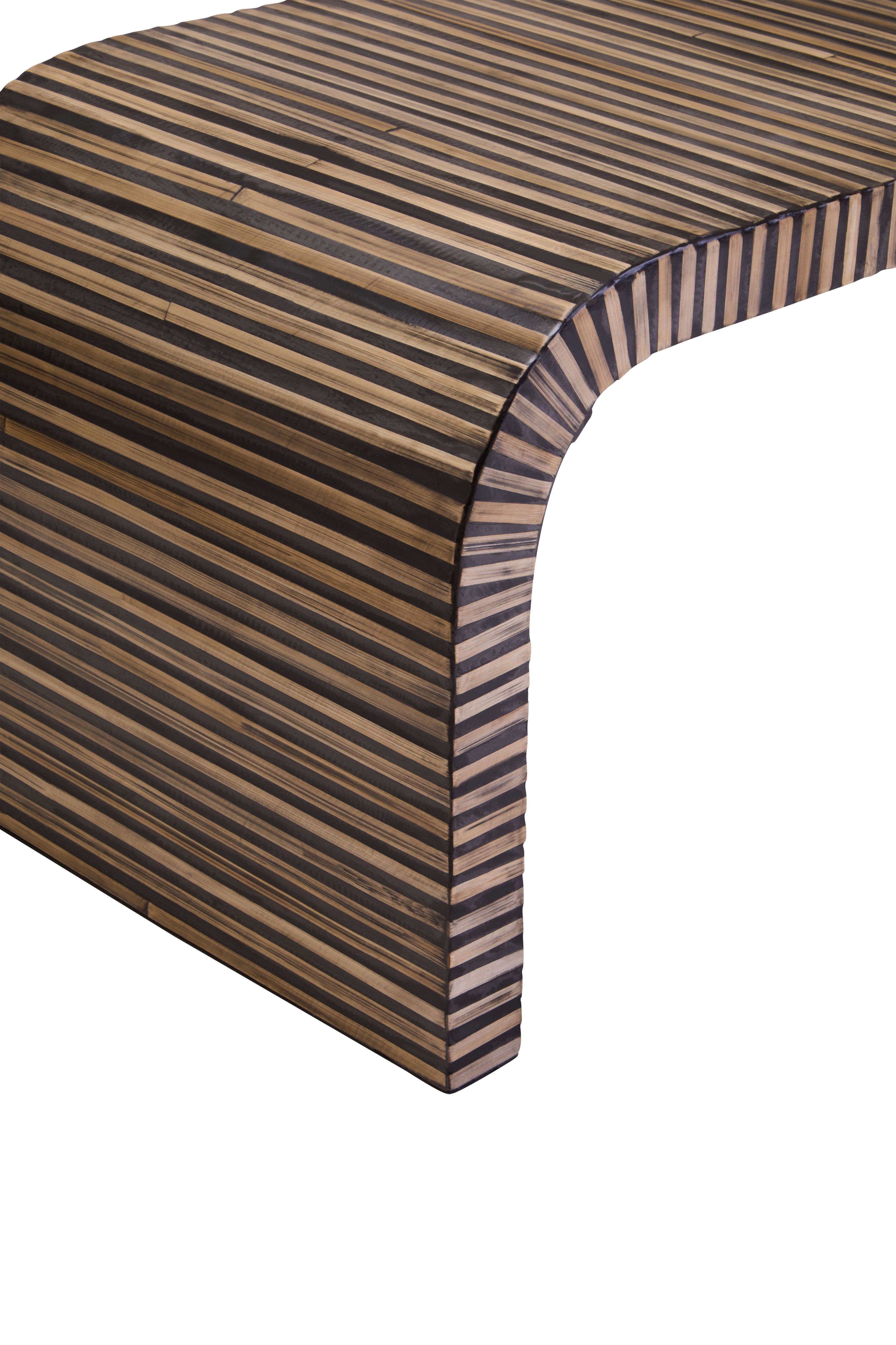 Antibes Bamboo Inlay Curved Coffee Table